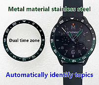 Комплект для Xiaomi Watch S3/S4 Black-green (безель ATR+шкіряний ремінець), фото 8