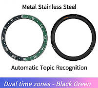 Комплект для Xiaomi Watch S3/S4 Black-green (безель ATR+шкіряний ремінець), фото 6