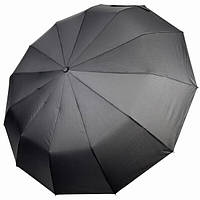 Парасолька 12 спиць антивітер повний автомат чоловіча жіноча Bellissimo купол 107 см Чорний (60842)