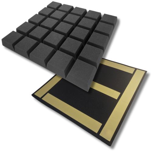 Акустичні панелі швидкого монтажу AcustiCube Bevel самоклеючі, графіт 50х50см товщина 50мм, фото 1