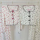 Жіночі піжами №D0443 Білий з червоними серцями, фото 6