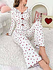 Жіночі піжами №D0443 Білий з чорними серцями, фото 3