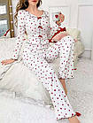 Жіночі піжами №D0443 Білий з червоними серцями, фото 2