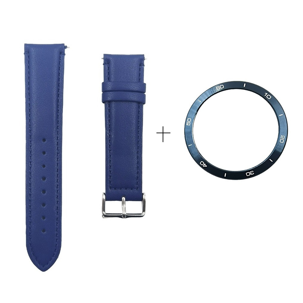 Комплект для Xiaomi Watch S3/S4 Blue (безель ATR+шкіряний ремінець), фото 1