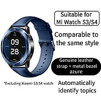 Комплект для Xiaomi Watch S3/S4 Blue (безель ATR+шкіряний ремінець), фото 6