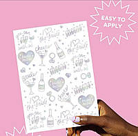 Набір блискучих голографічних тимчасових тату для дівич-вечора та весіль 20+ шт