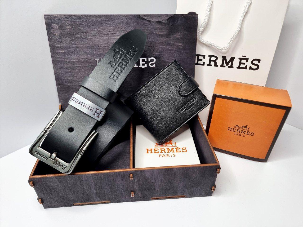 Подарунковий набір Hermes (Ремінь + Гаманець), фото 1
