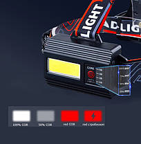 Ліхтар налобний NIGHT VISION FLUORESCENCE 8096 1 РЕЖИМ WHITE LASER LED PM10-TG+COB, 3x18650, power bank, ЗП, фото 2