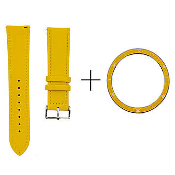 Комплект для Xiaomi Watch S3/S4 Yellow (безель ATR+шкіряний ремінець)