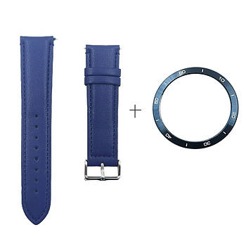 Комплект для Xiaomi Watch S3/S4 Blue (безель ATR+шкіряний ремінець)