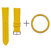 Комплект для Xiaomi Watch S3/S4 Yellow (безель ATR+шкіряний ремінець)