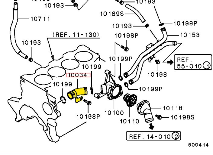 Патрубок охолодження Md347975 Mitsubishi  з нержавійки - ДОВІЧНА ГАРАНТІЯ, фото 1