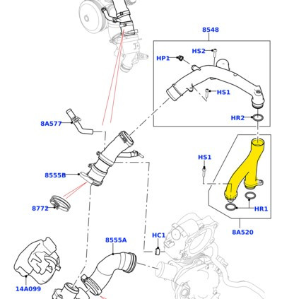 Патрубок охолодження LR092992 Land Rover з нержавійки - ДОВІЧНА ГАРАНТІЯ, фото 1