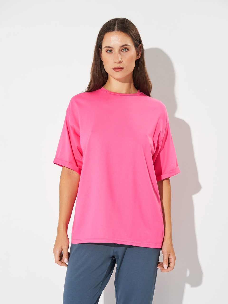 Футболка жіноча оверсайз 25/Ж584-24 S рожевий, фото 1