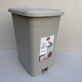 Відро для сміття пластикове Slim 15 л з педалею Elif Plastik i343 какао
