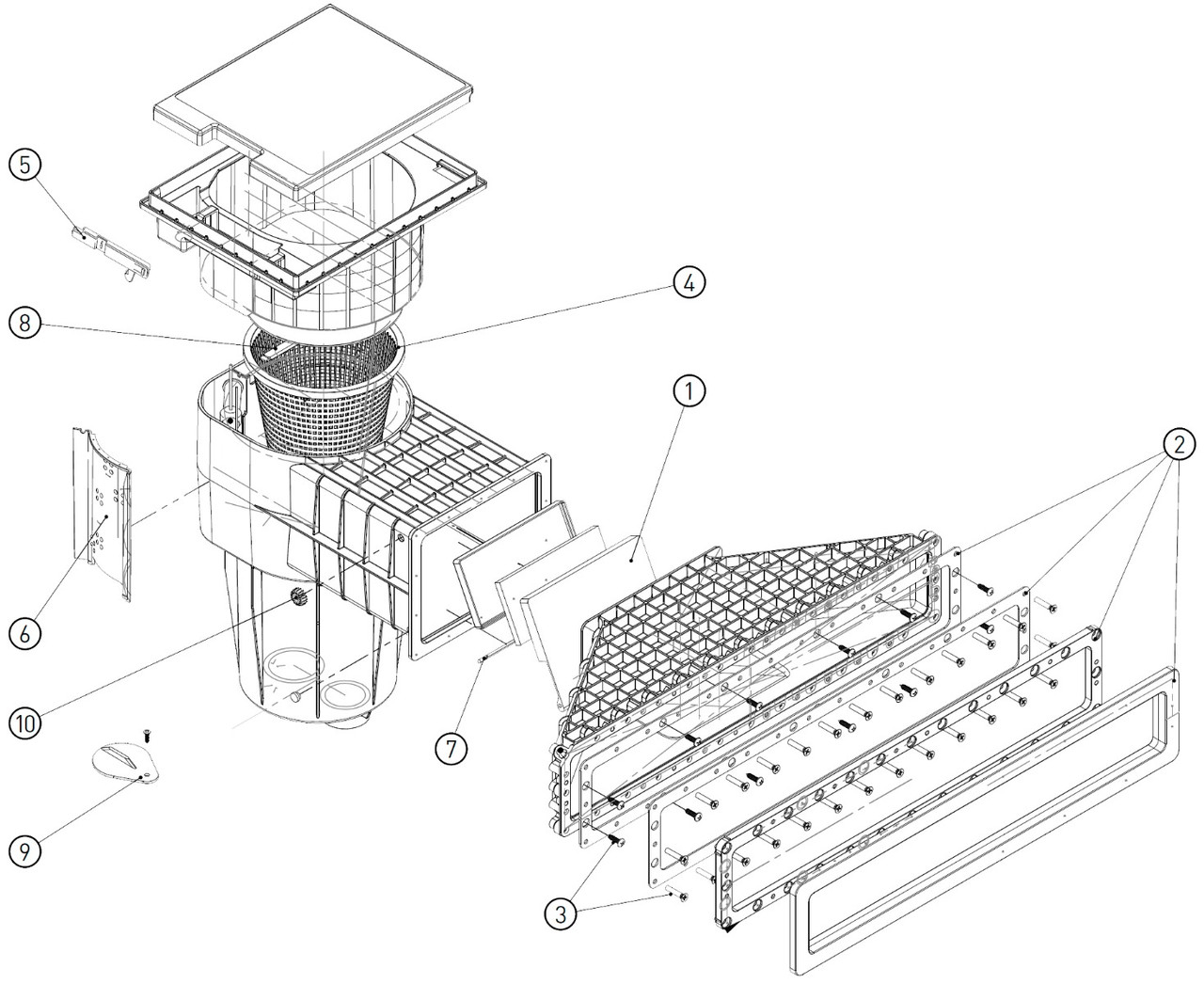 Скімер Hayward X-Pro 600 латунні вставки, під лайнер, світло-сіра вставка