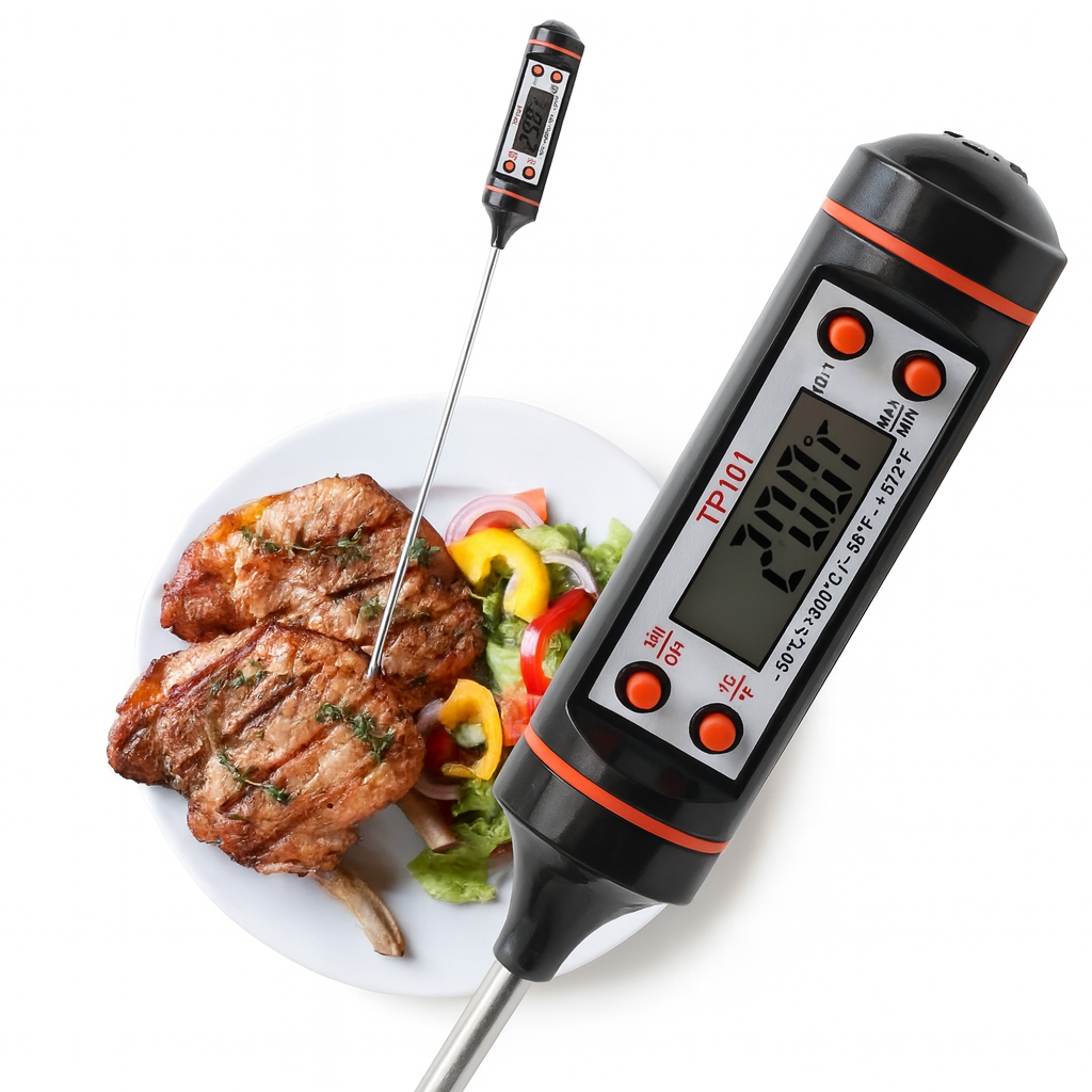 Електронний термометр для їжі -50 до +300 від батарейки / Кухонний термометр щуп / Цифровий термометр для м'яса, фото 1
