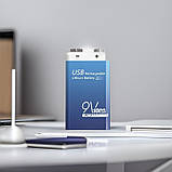 Акумуляторна батарейка UKC 6F22 крона Li-ion 9V 1000 mAh з зарядкою Type-C, фото 3