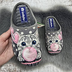 Тапочки домашні жіночі Inblu сірі з котиком 8121