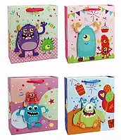 Подарунковий пакет 2373L "Монстрики", 40×12×30 см, в асортименті, 1 штука