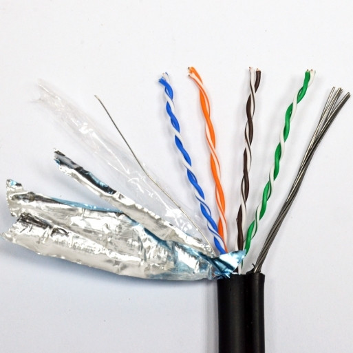 Кабель FTP 4x2х0,51, кат.5е, КППЭт-ВП(100), зовнішній з тросом 500м