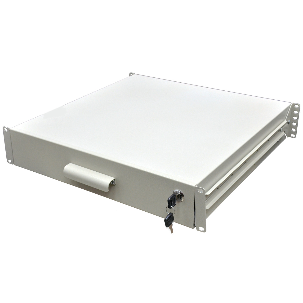 Скринька висувна для документів 19" з замком, 2U 450 глибина, сірий