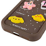 Силіконовий 3D чохол Toys Case with Ears для Apple iPhone 14 (6.1") | з вушками Brown, фото 5