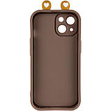 Силіконовий 3D чохол Toys Case with Ears для Apple iPhone 14 (6.1") | з вушками Brown, фото 3