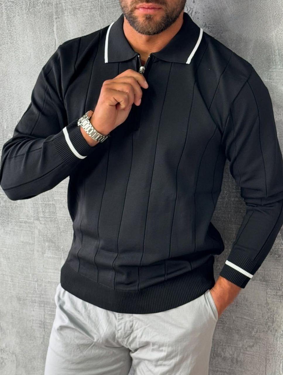 Джемпер чоловічий на блискавці з коміром old money | Кофта чоловіча на довгий рукав Туреччина, фото 1