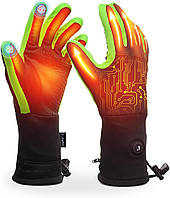 Перчатки с подогревом J-Jinpei Heated Gloves унисекс L черно-зеленые с аккумуляторами 2200 мАч для зимних видов спорта