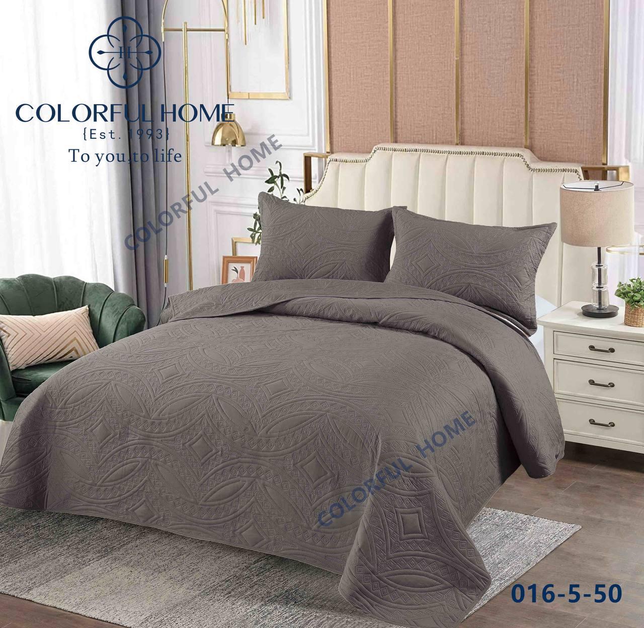 Покривало стьобане бавовняне Koloco 200x230 см і 2 наволочки 50х70 см на ліжко, фото 1