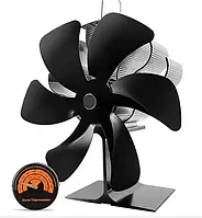 Вентилятор для дров'яної печі з термометром Wood Stove Fan SF1216G 6 лопатей чорний для камінів