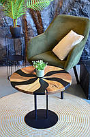 Журнальний столик із дерева та епоксидної смоли круглий 60 см (2240011)