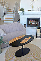 Журнальний столик із дерева та епоксидної смоли овальний 90x50 см (2240012)