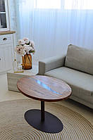 Журнальний столик із дерева та епоксидної смоли овальний 75x55 см (2240014)