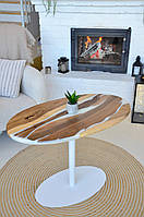 Журнальний столик із дерева та епоксидної смоли овальний 90x50 см (2240018)