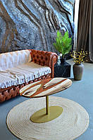 Журнальний столик із дерева та епоксидної смоли овальний 90x50 см (2240019)