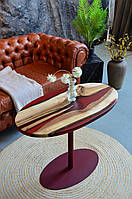 Журнальний столик із дерева та епоксидної смоли овальний 90x50 см (2240021)