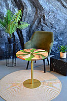 Журнальний столик із дерева та епоксидної смоли круглий 60 см (2240023)