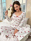 Жіночі піжами №D0439 Білий з бантиками, фото 9