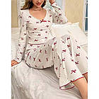 Жіночі піжами №D0439 Білий з бантиками, фото 3