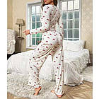 Жіночі піжами №D0439 Білий з бантиками, фото 4