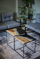 Журнальні столики з дерева та епоксидної смоли квадратні 50x50 і 45x45 см (2240024)