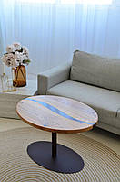 Журнальний столик із дерева та епоксидної смоли овальний 75x55 см (2240026)