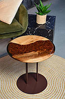 Журнальний столик із дерева та епоксидної смоли круглий 50 см (2240031)