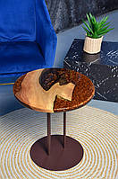 Журнальний столик із дерева та епоксидної смоли круглий 50 см (2240032)