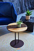 Журнальний столик із дерева та епоксидної смоли круглий 50 см (2240033)
