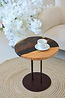 Журнальний столик із дерева та епоксидної смоли круглий 50 см (2240034)