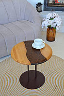 Журнальний столик із дерева та епоксидної смоли круглий 50 см (2240035)