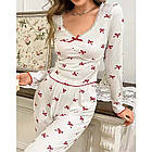 Жіночі піжами №D0439 Білий з бантиками, фото 2